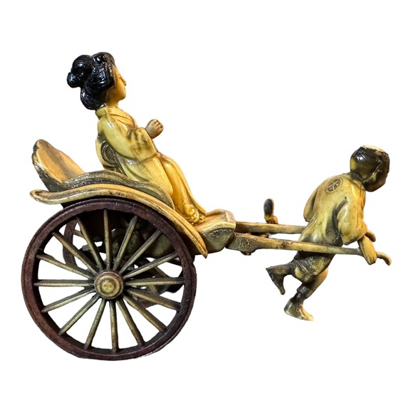 VINTAGE 1970s CELLULOID PLASTIC/JAPANESE RICKSHAW FIGURINES - Picture 2 of 11